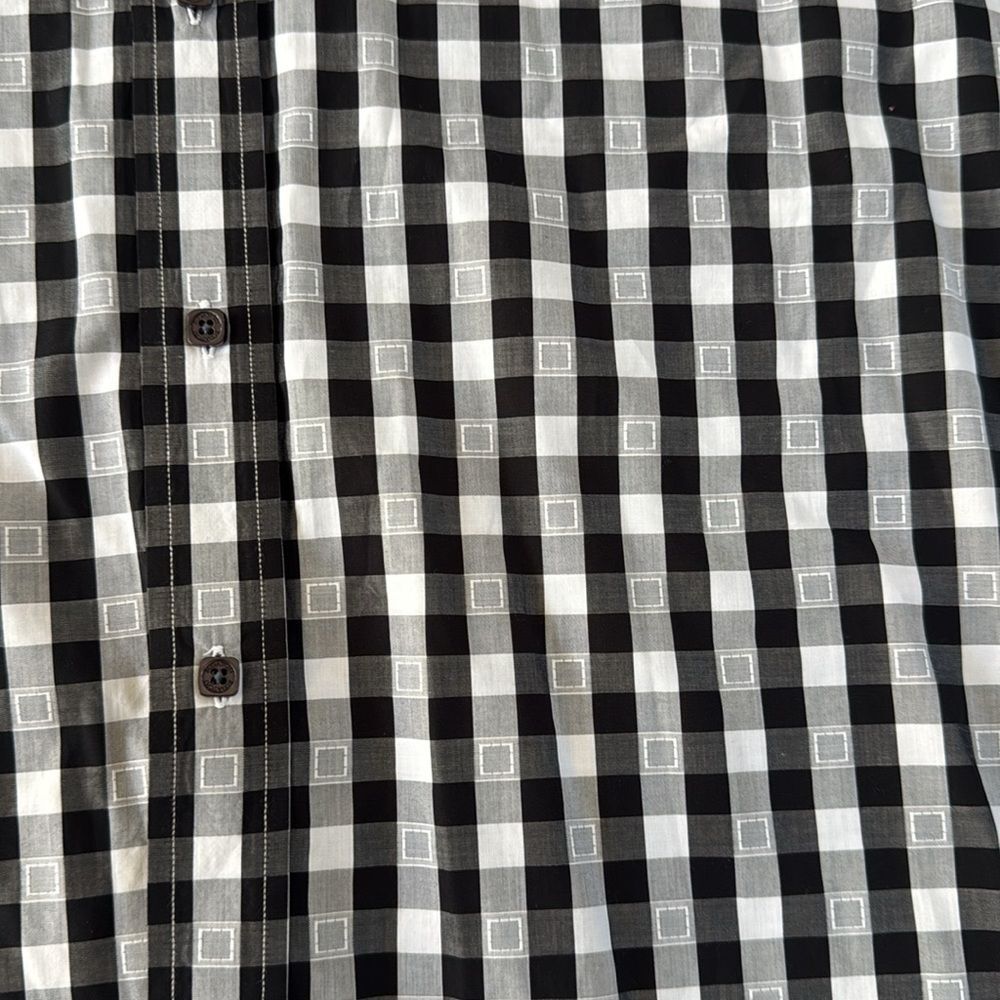 Bugatchi Plaid Dress Shirt White Black Size L Classic Fit - Picture 5 of 8